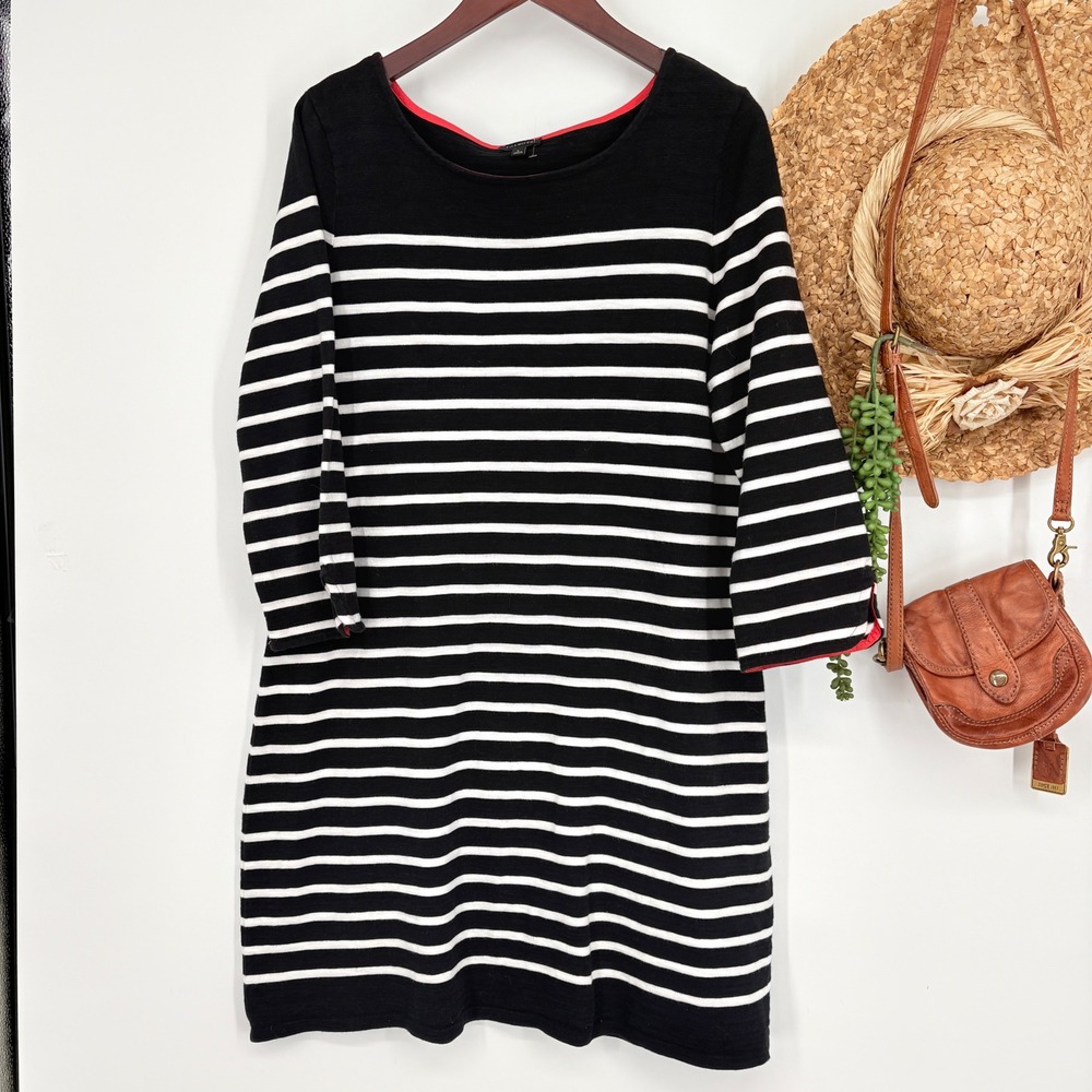 Talbots Black & White Striped 3/4 Sleeve Cotton Shift Dress Size‎ Large
Nautical